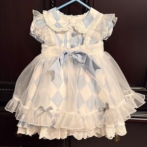 Blue and White Checkered Baby Dress